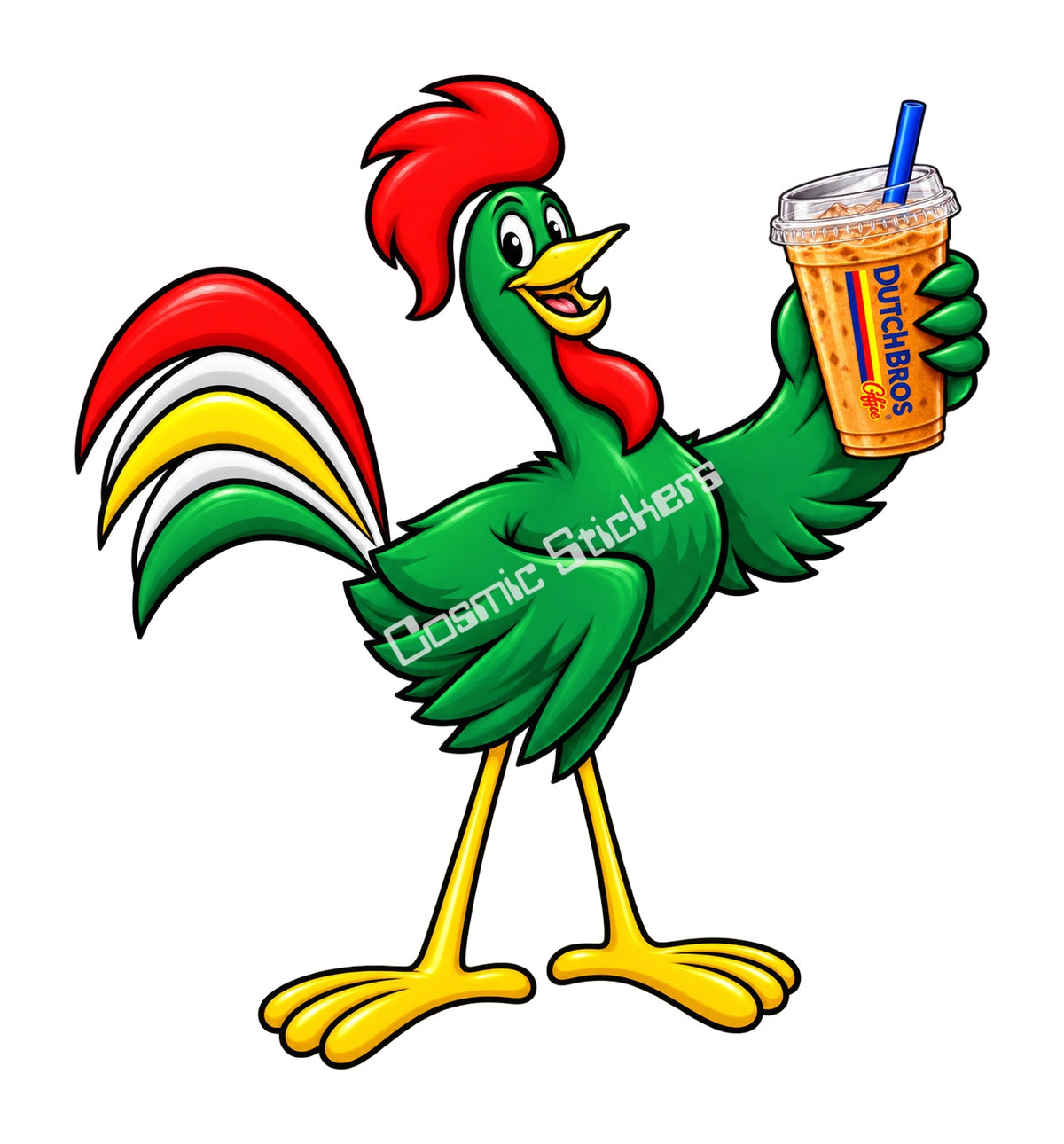 Fan-Made Cornelius Rooster Dutch Bros Iced Coffee Sticker
