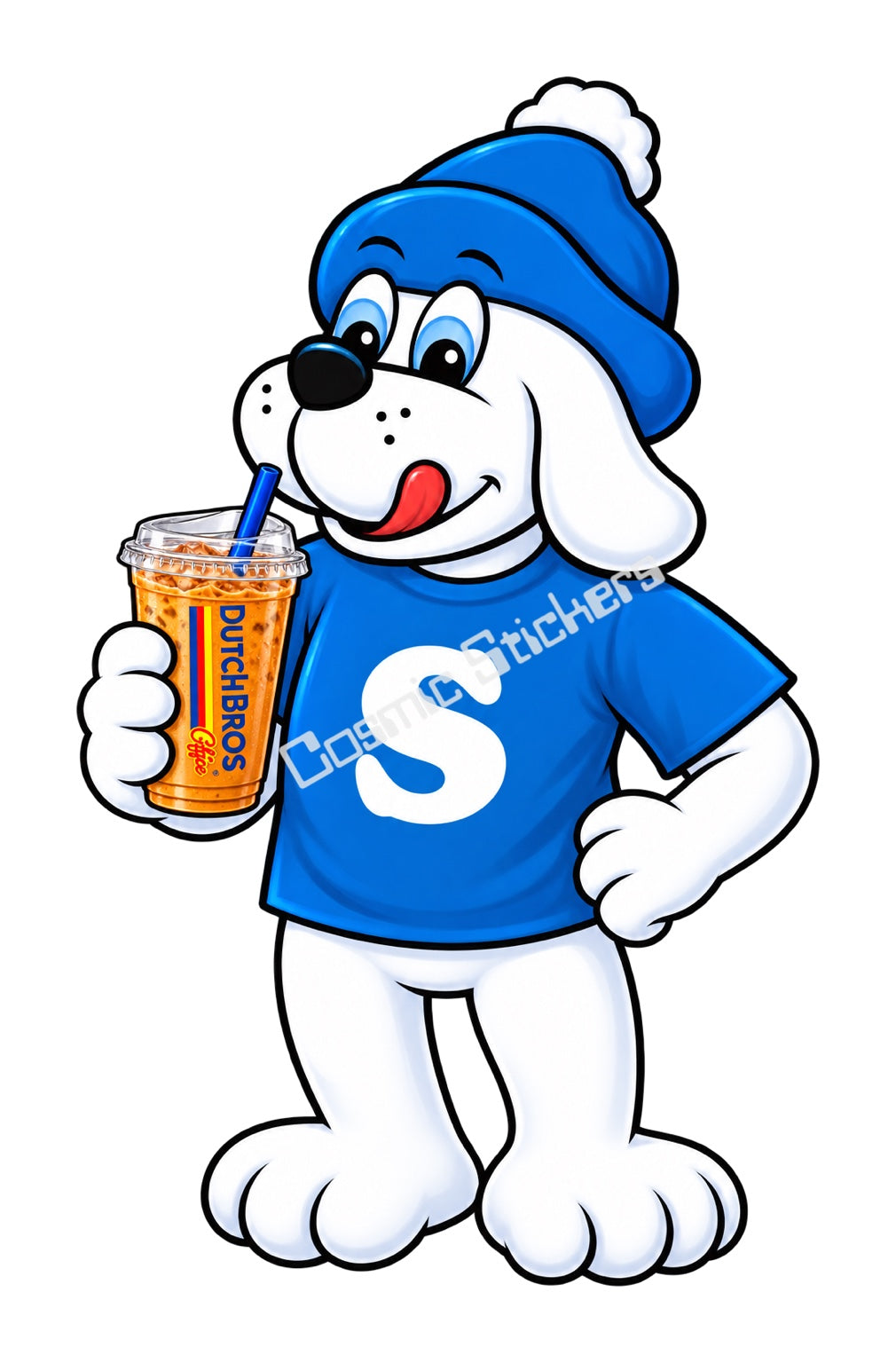 Fan-Made Snowy White Dog Dutch Bros Iced Coffee Sticker