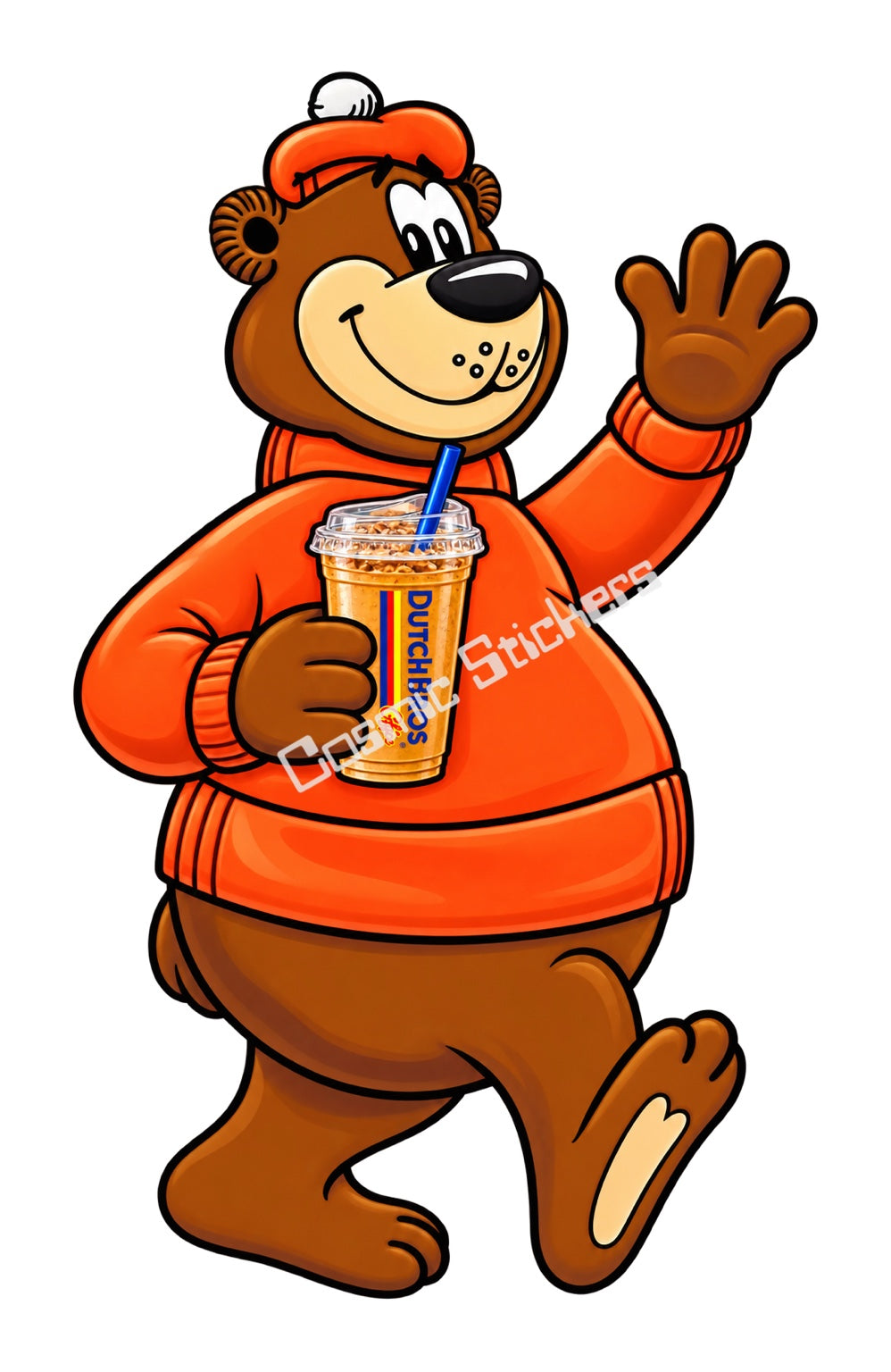 Fan-Made Orange Sweater Bear Dutch Bros Iced Coffee Sticker