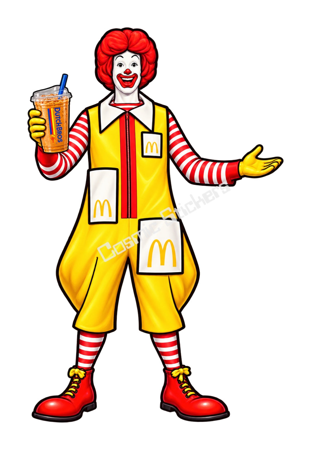 Fan-Made Ronald McDonald Dutch Bros Iced Coffee Sticker