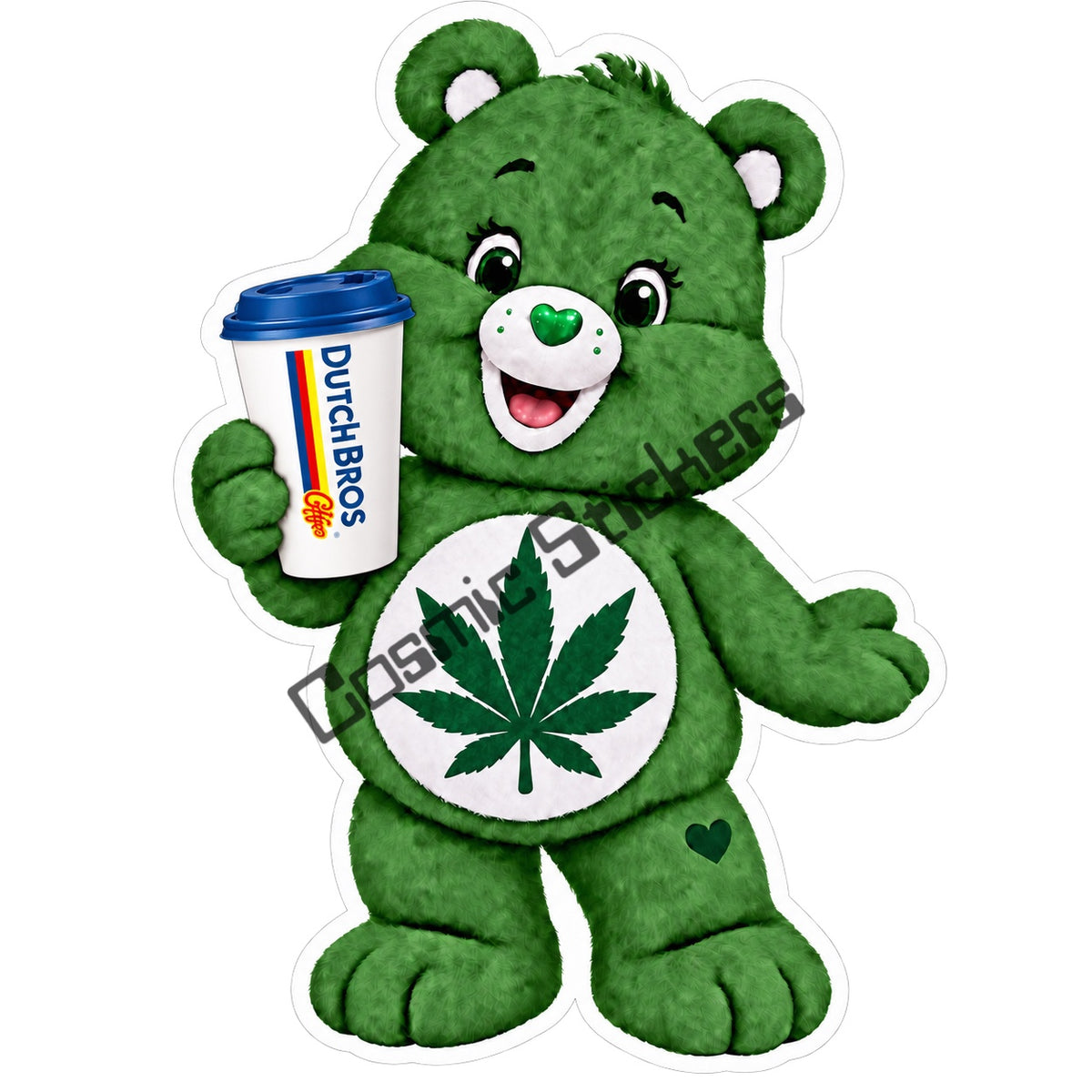 Fan-made Good Vibes Bear hot coffee vinyl sticker by Cosmic Stickers