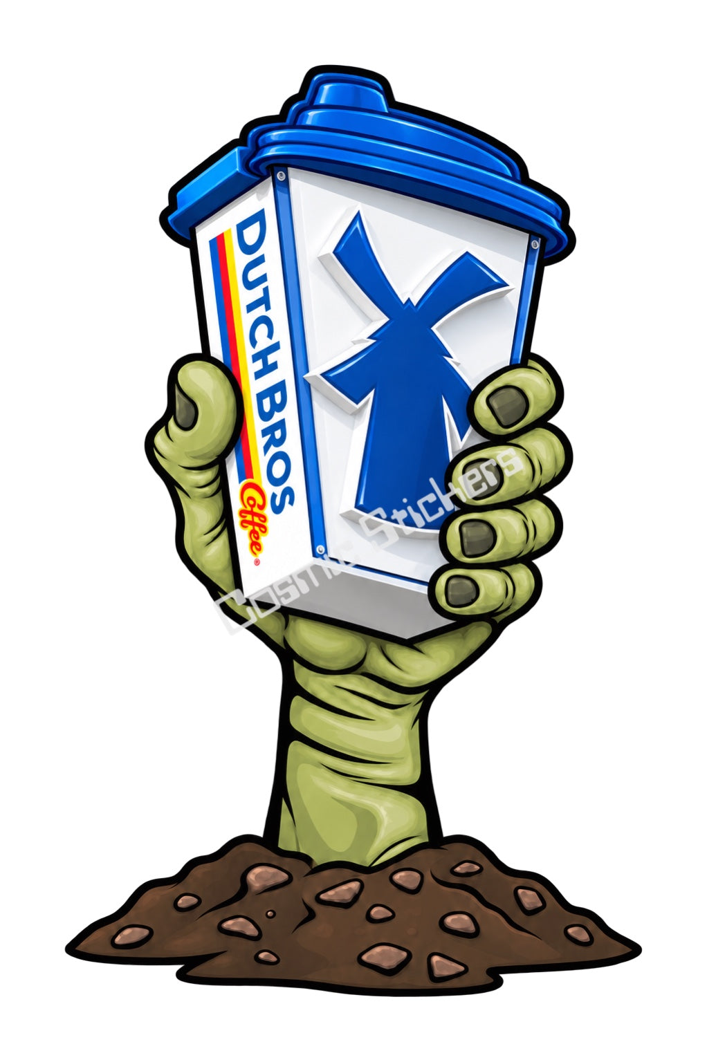 Fan-Made Dutch Bros Zombie Hand - Windmill Hot Cup Sticker