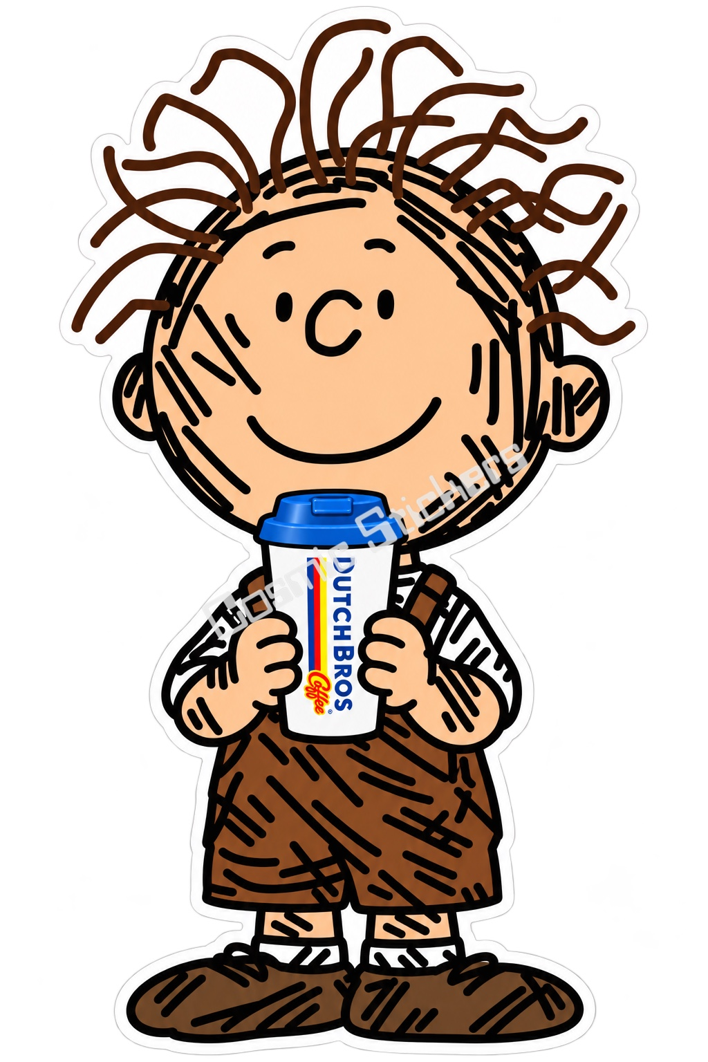 Pigpen Hot Coffee sticker with Cosmic Stickers watermark