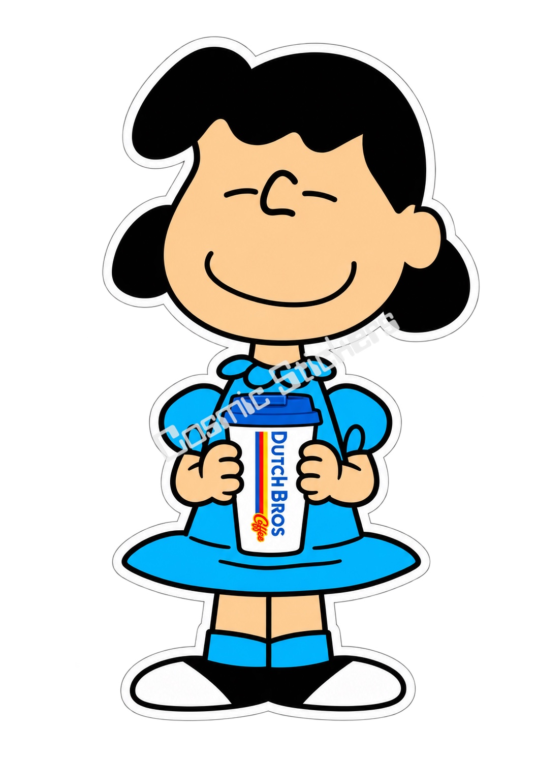 Lucy Hot Coffee sticker with Cosmic Stickers watermark