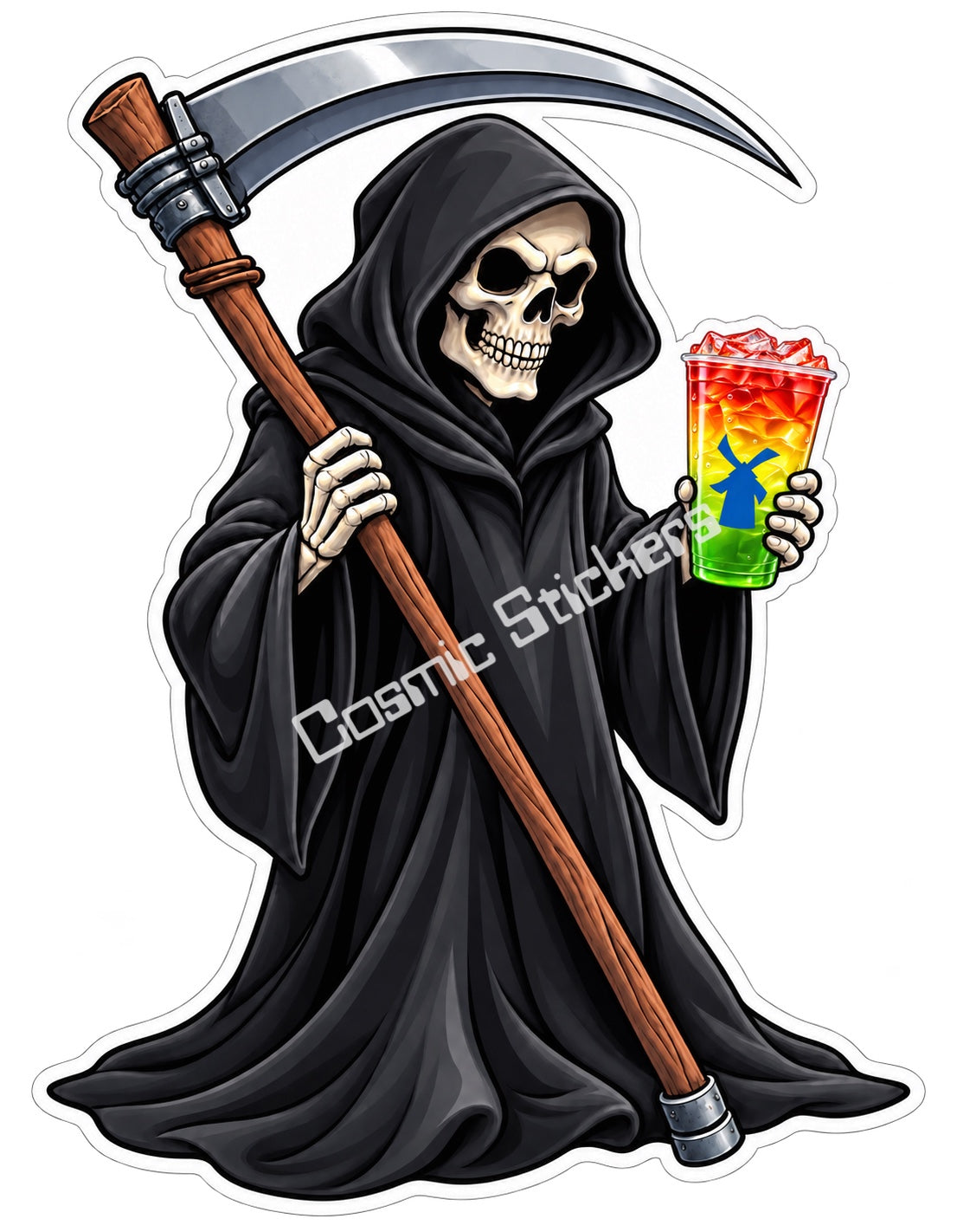 Fan Made Dutch Bros Grim Reaper Rainbow Drink Sticker