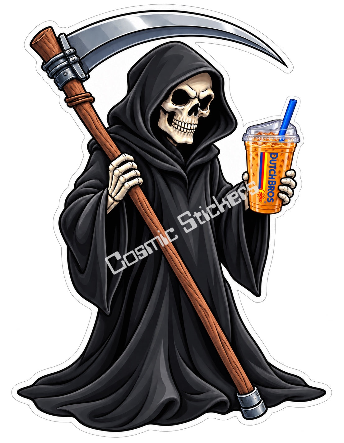 Fan Made Dutch Bros Grim Reaper Iced Coffee Sticker