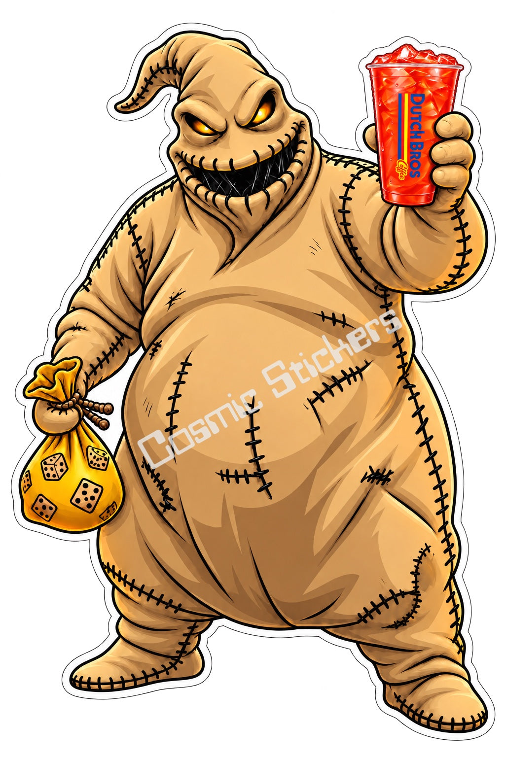 Fan Made Dutch Bros Tan Oogie Boogie Red Drink Sticker