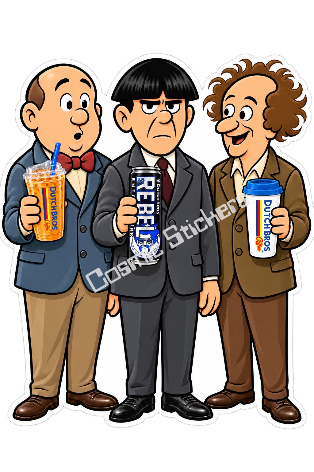 Fan Made Dutch Bros Three Stooges Coffee Trio Sticker