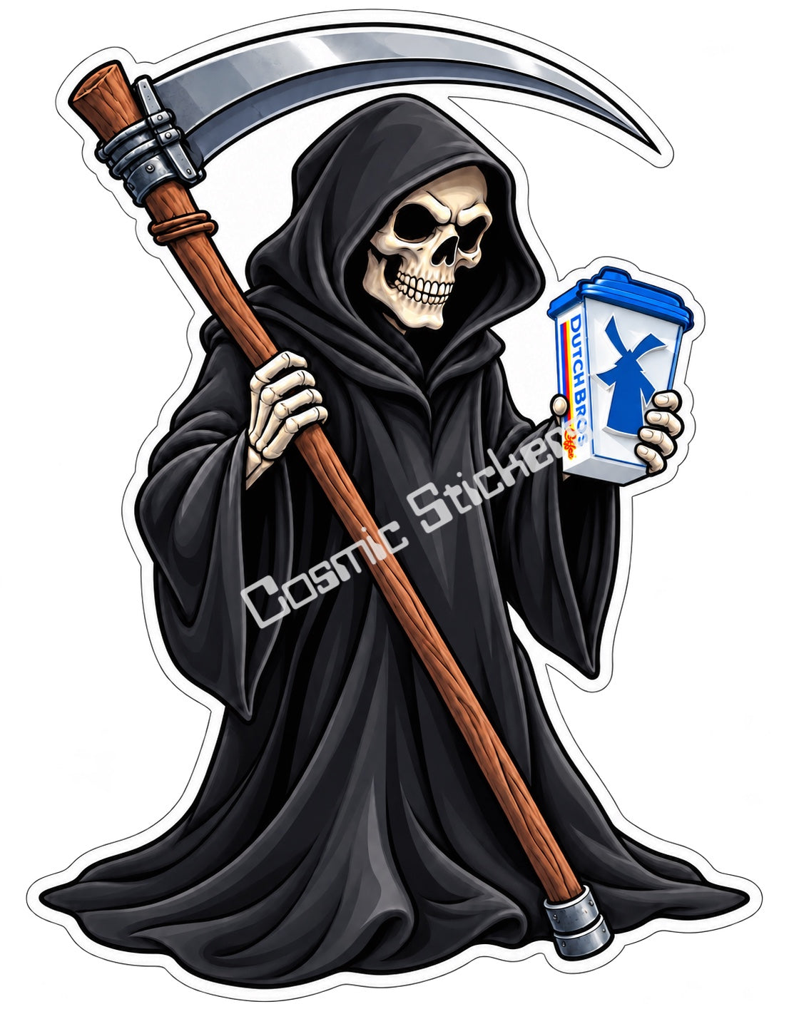 Fan Made Dutch Bros Grim Reaper Windmill Cup Sticker