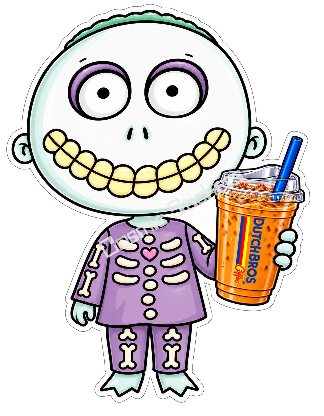 Fan Made Dutch Bros Barrel Purple Skeleton Iced Coffee Sticker