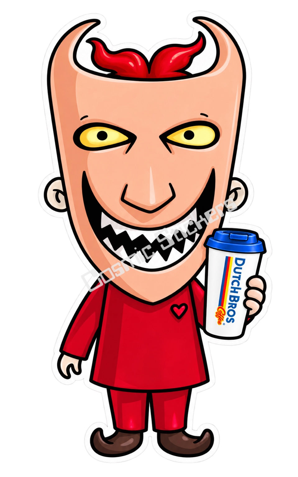 Fan Made Dutch Bros Lock Red Devil Hot Coffee Sticker