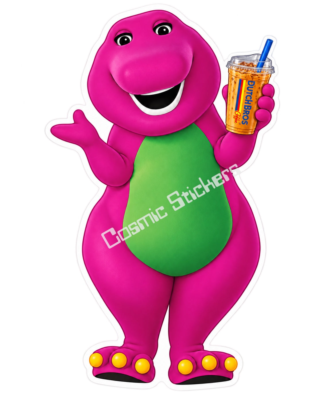 Fan Made Dutch Bros Barney Iced Coffee Sticker