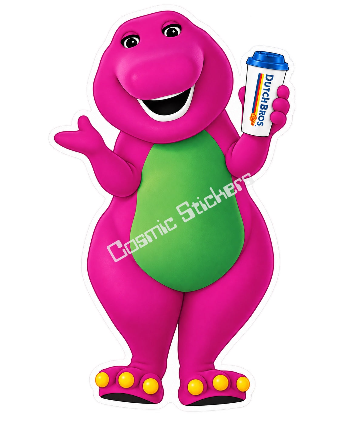 Fan Made Dutch Bros Barney Hot Coffee Sticker