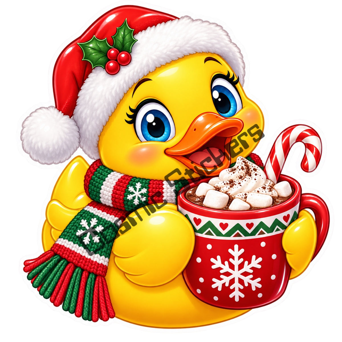 Fan Made Hot Cocoa Christmas Rubber Duck Sticker with Cosmic Stickers watermark