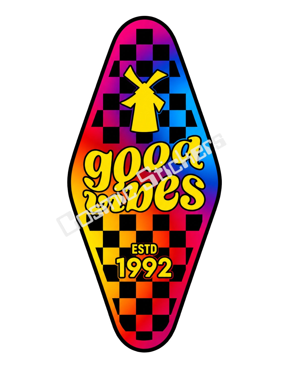 Fan Made Dutch Bros Good Vibes Rainbow Yellow Motel Key Sticker