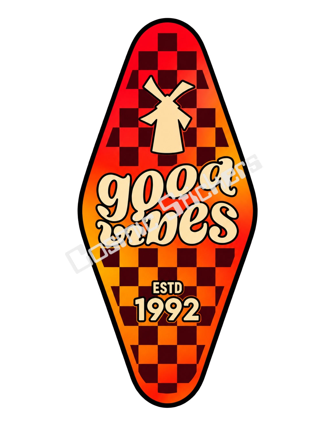Fan Made Dutch Bros Good Vibes Sunset Orange Motel Key Sticker