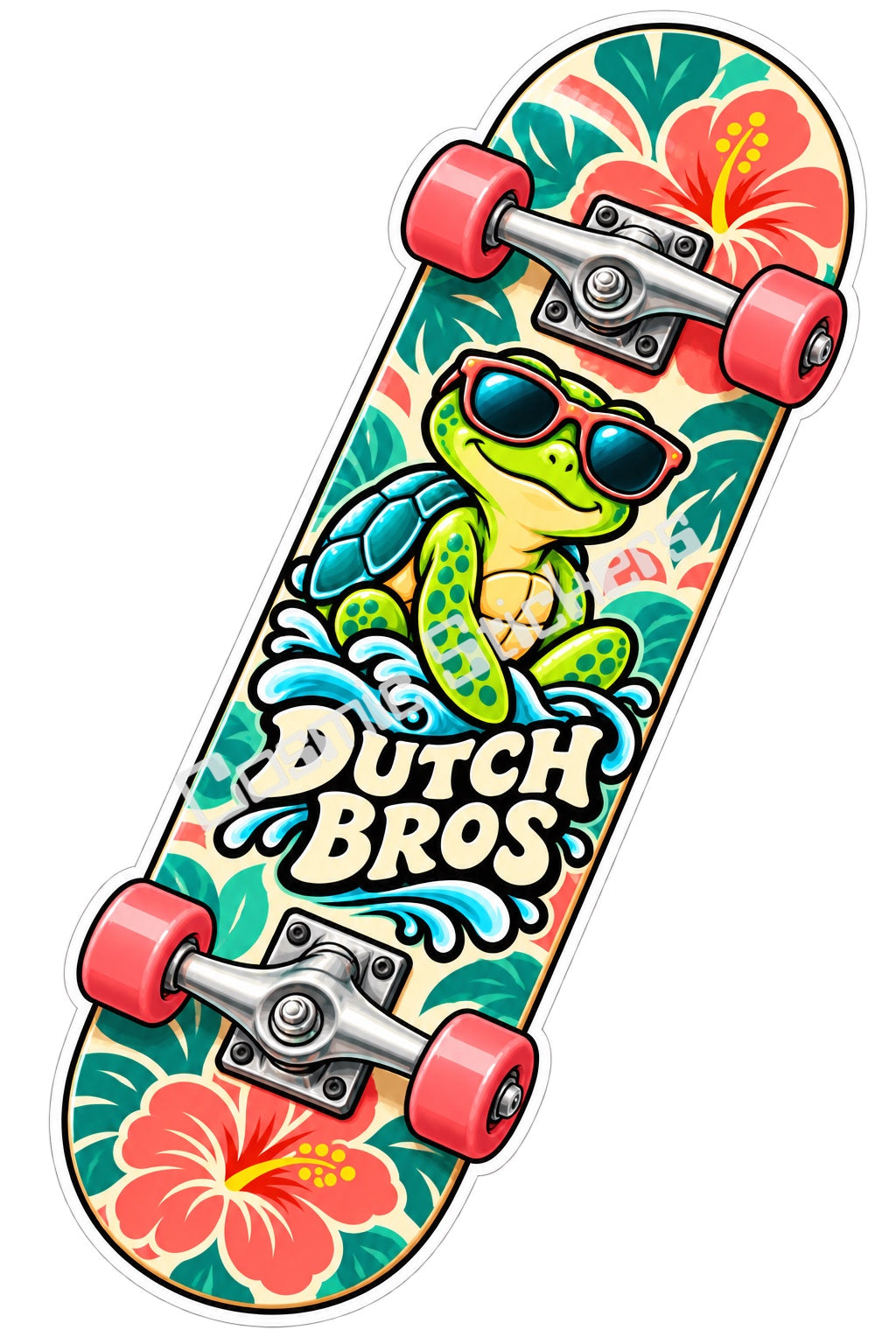 Fan Made Dutch Bros Tropical Turtle Skateboard Sticker