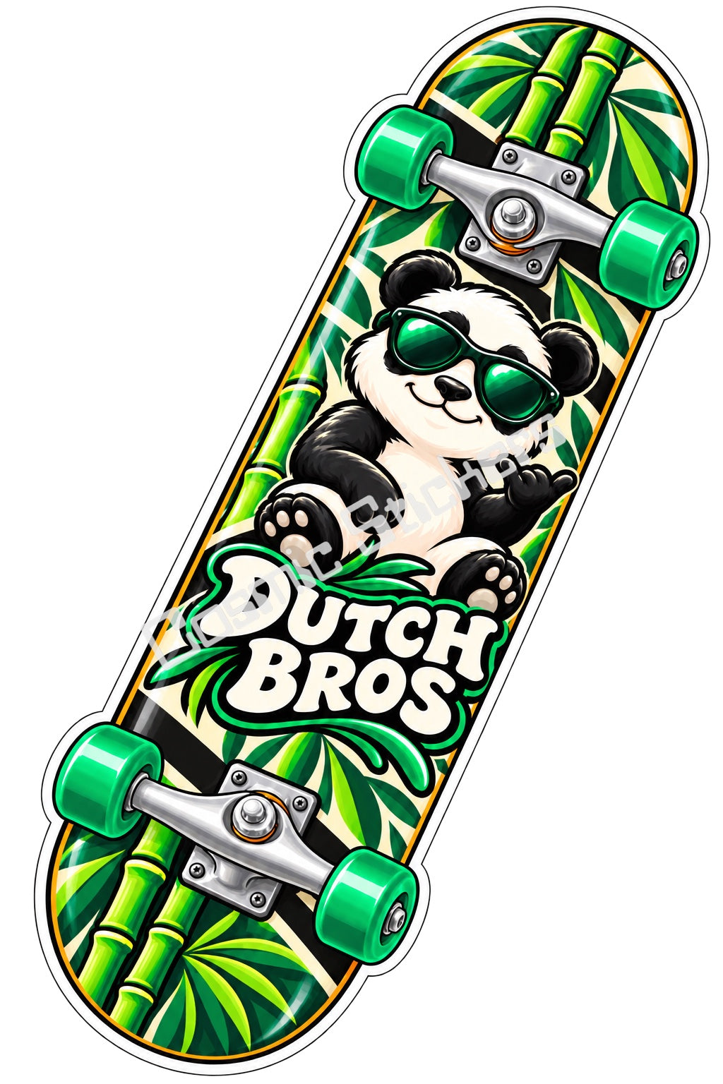 Fan Made Dutch Bros Bamboo Panda Skateboard Sticker