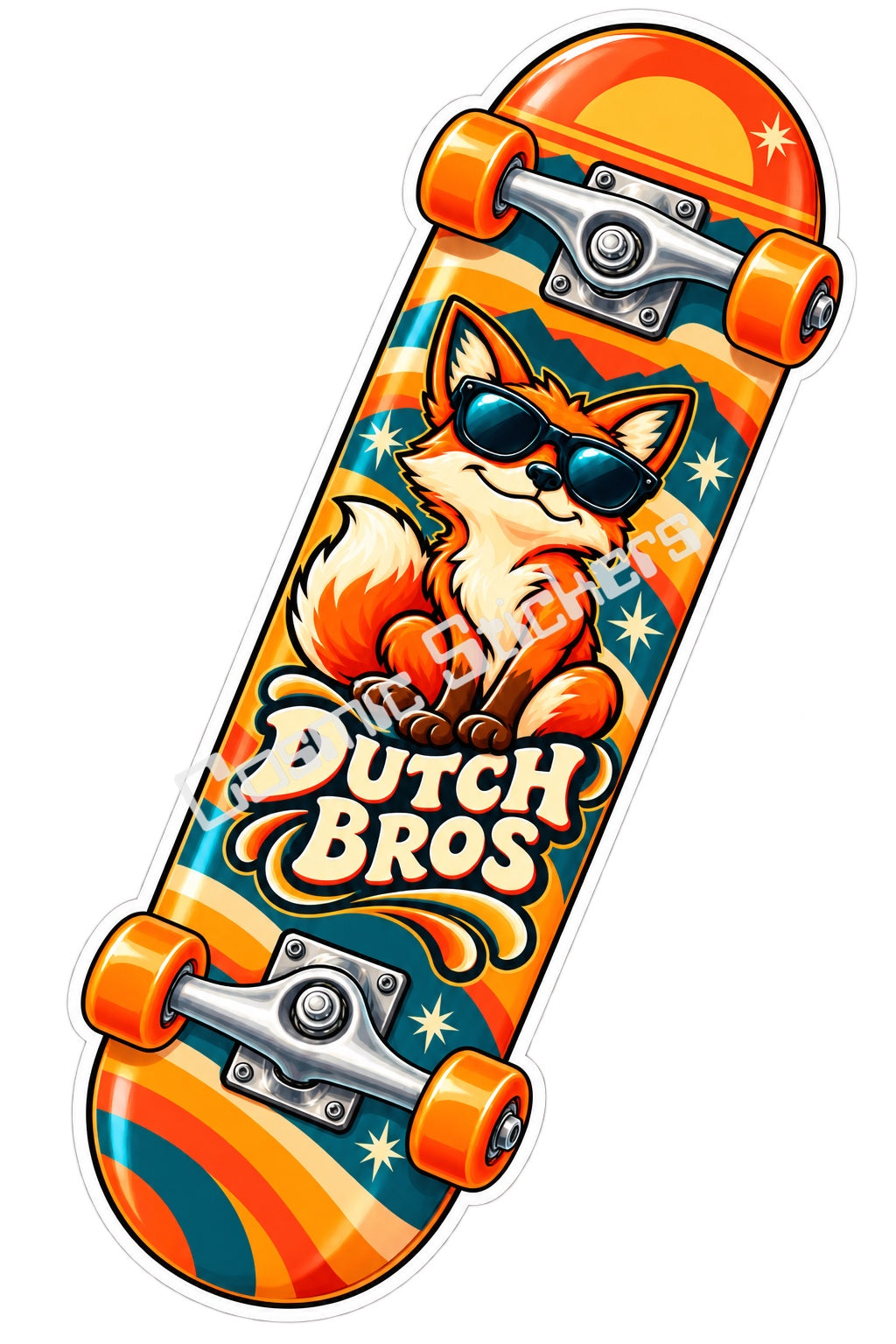 Fan Made Dutch Bros Sunset Fox Skateboard Sticker