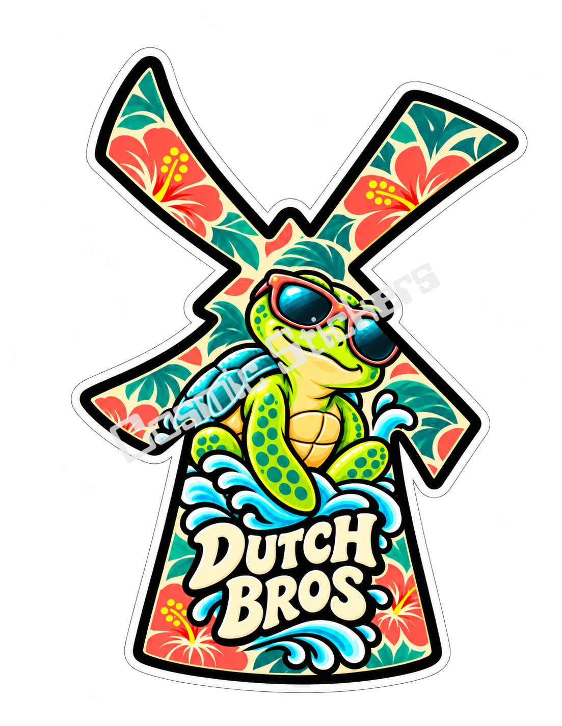 Fan Made Dutch Bros Tropical Turtle Windmill Sticker