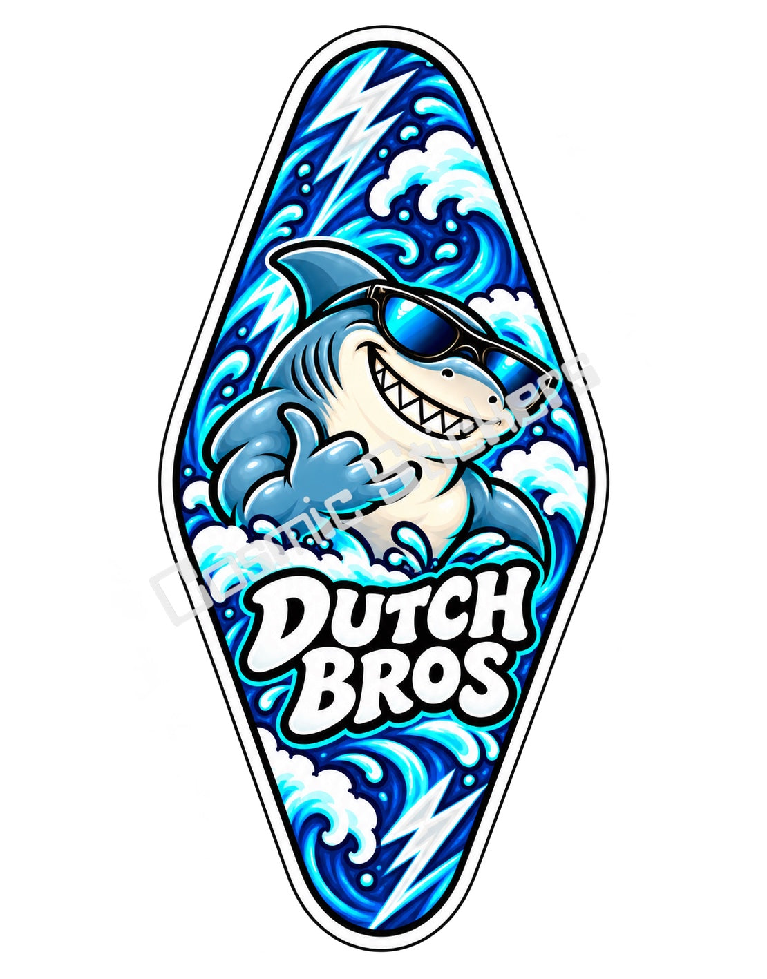 Fan Made Dutch Bros Ocean Shark Motel Key Sticker