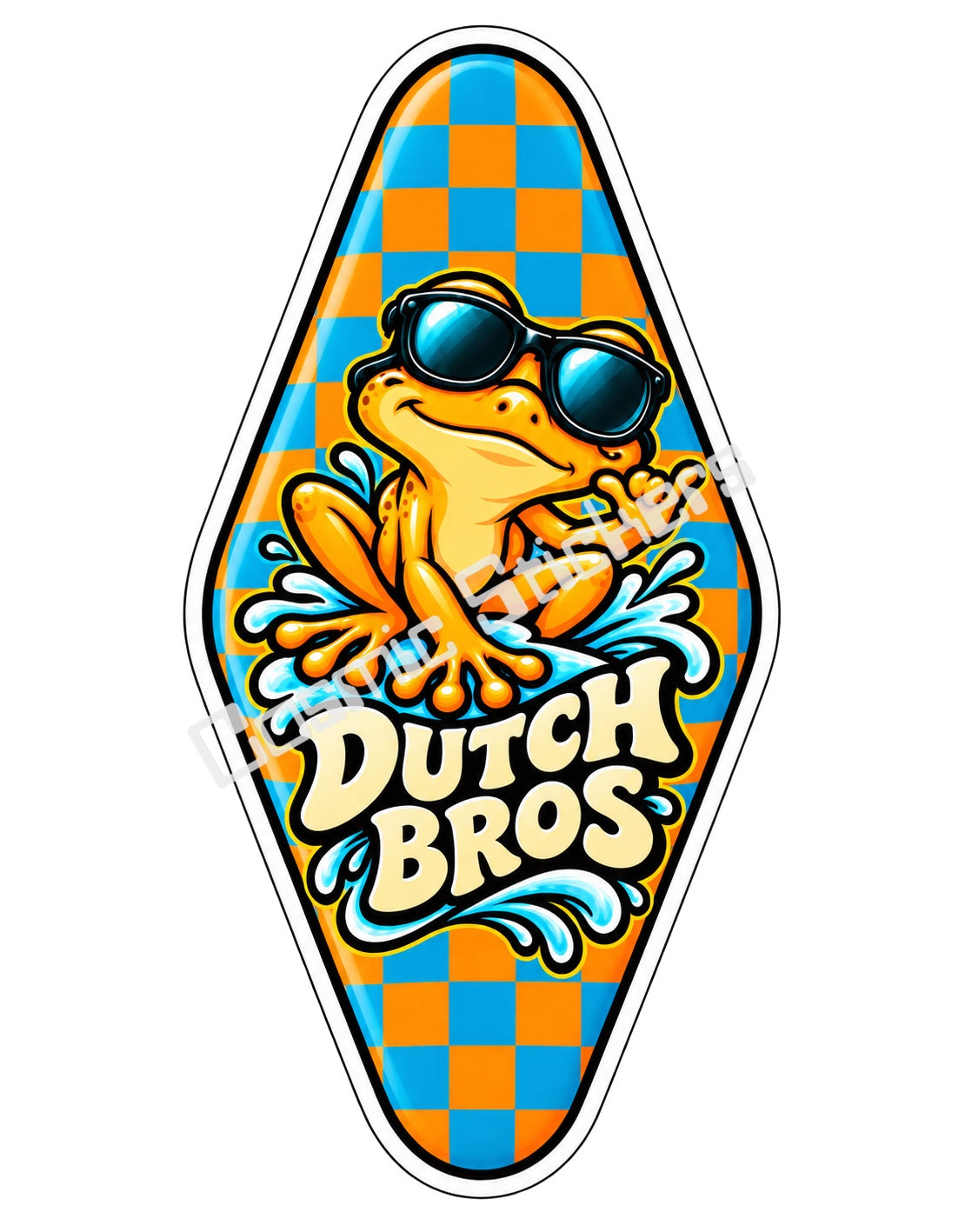 Fan Made Dutch Bros Checkerboard Frog Motel Key Sticker