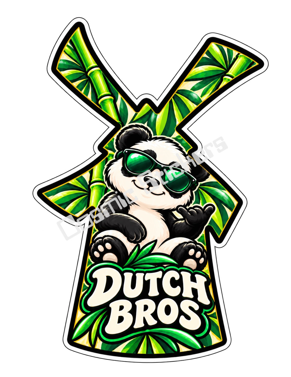 Fan Made Dutch Bros Bamboo Panda Windmill Sticker