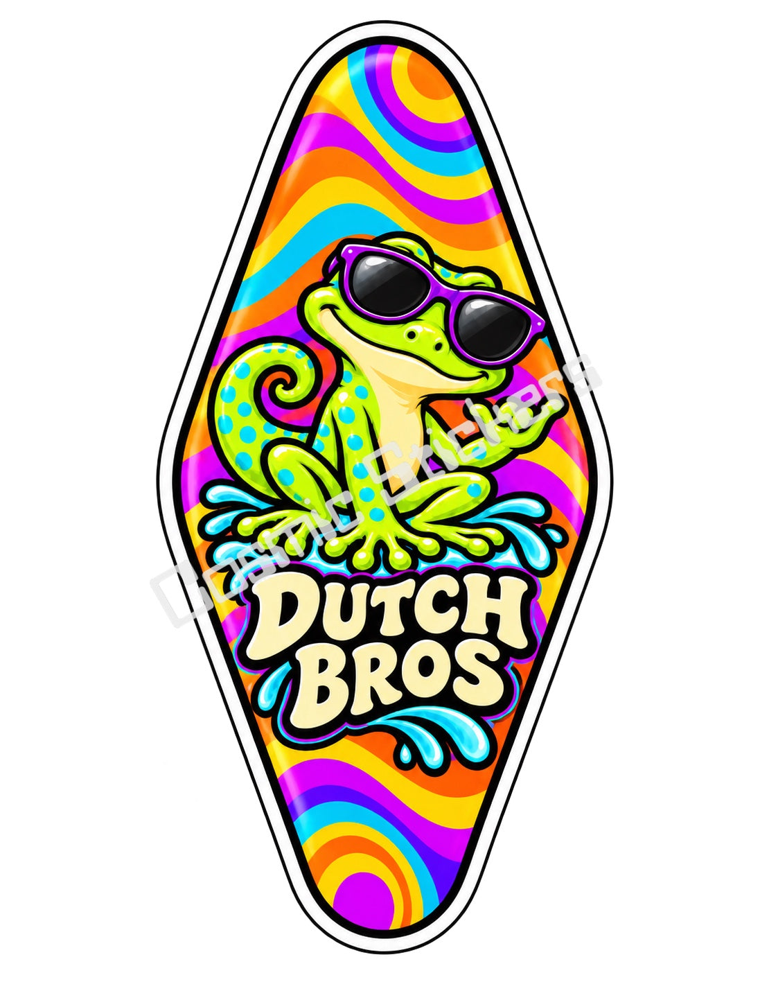 Fan Made Dutch Bros Rainbow Gecko Motel Key Sticker