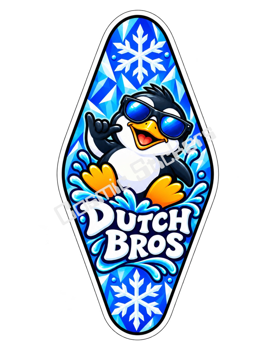 Fan Made Dutch Bros Ice Penguin Motel Key Sticker