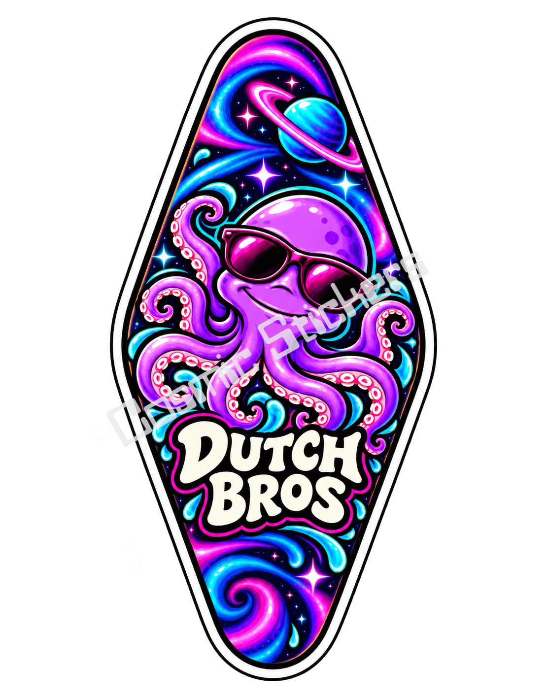 Fan Made Dutch Bros Galaxy Octopus Motel Key Sticker