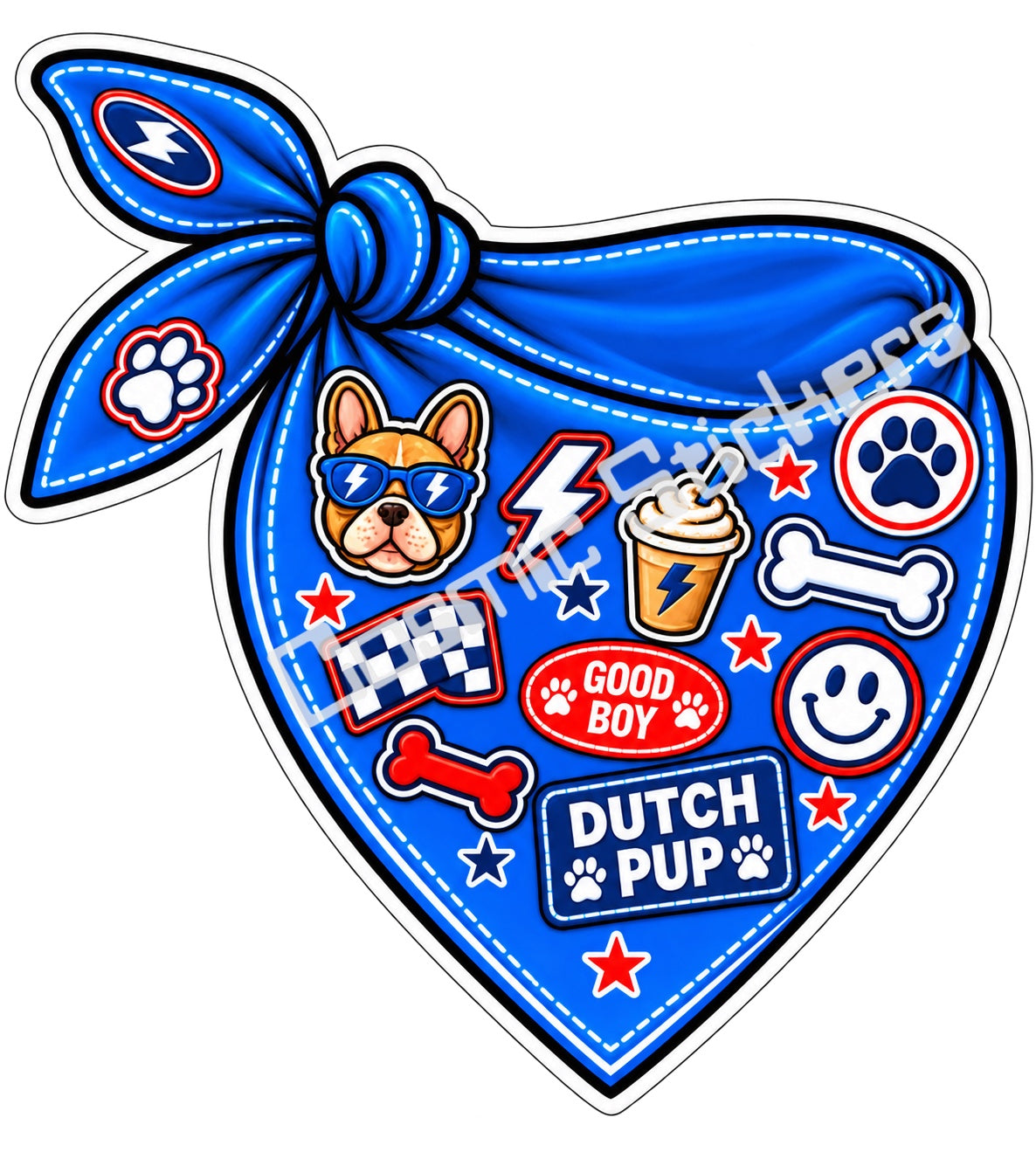 Fan-made Dutch Pup blue bandana sticker