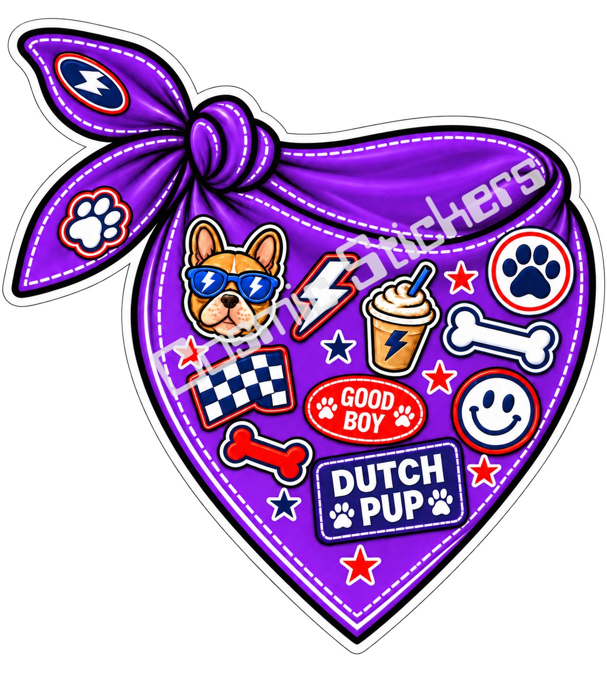 Fan-made Dutch Pup purple bandana sticker