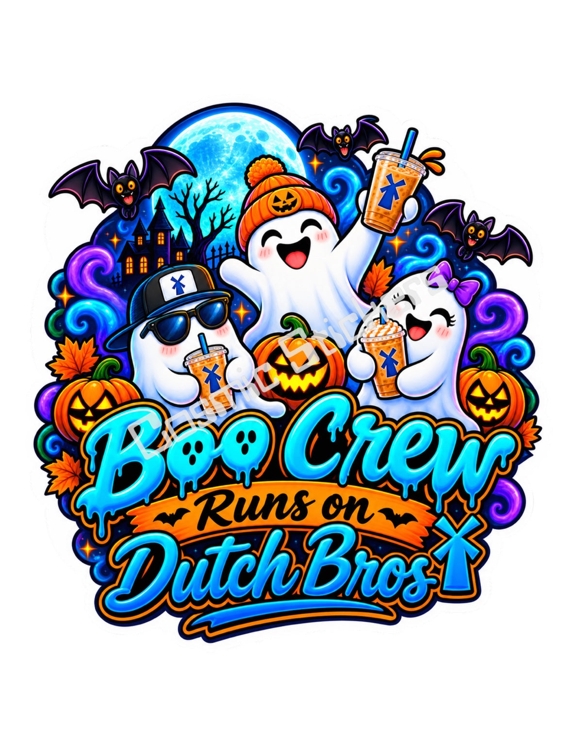 Fan-made Boo Crew Runs on Dutch Bros Halloween ghost vinyl sticker