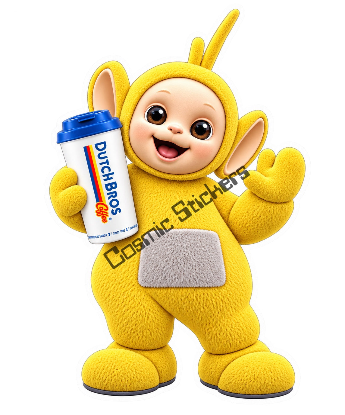 Laa-Laa fan-made Dutch Bros Hot Coffee sticker