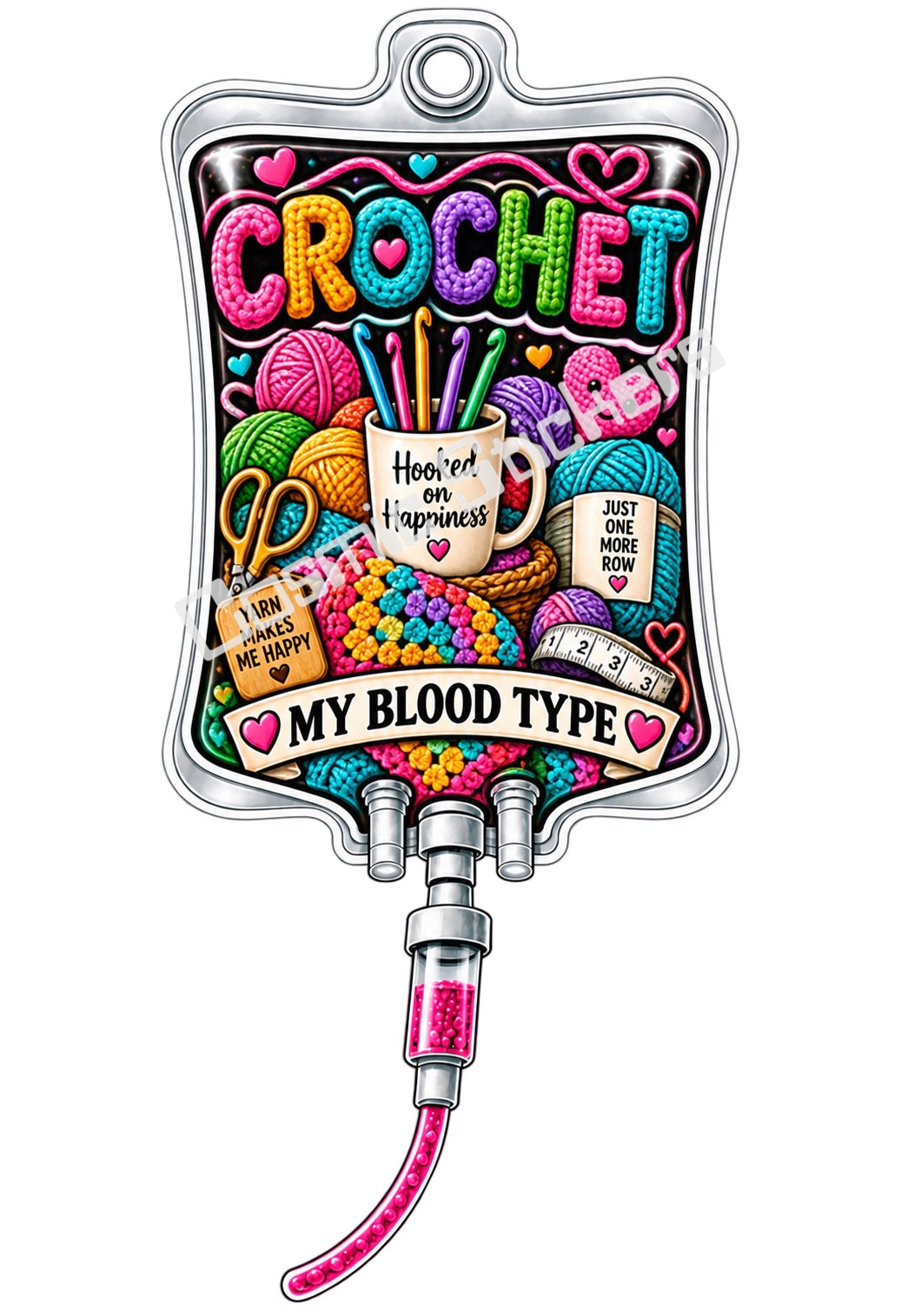 Crochet My Blood Type vinyl sticker