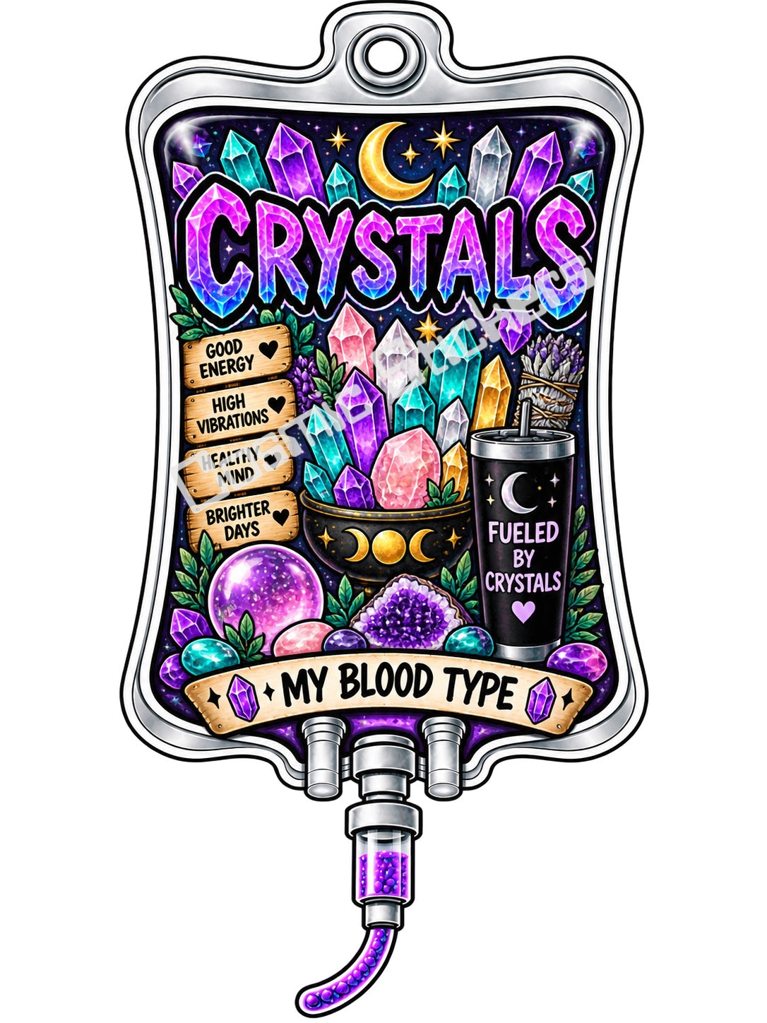 Crystals My Blood Type vinyl sticker