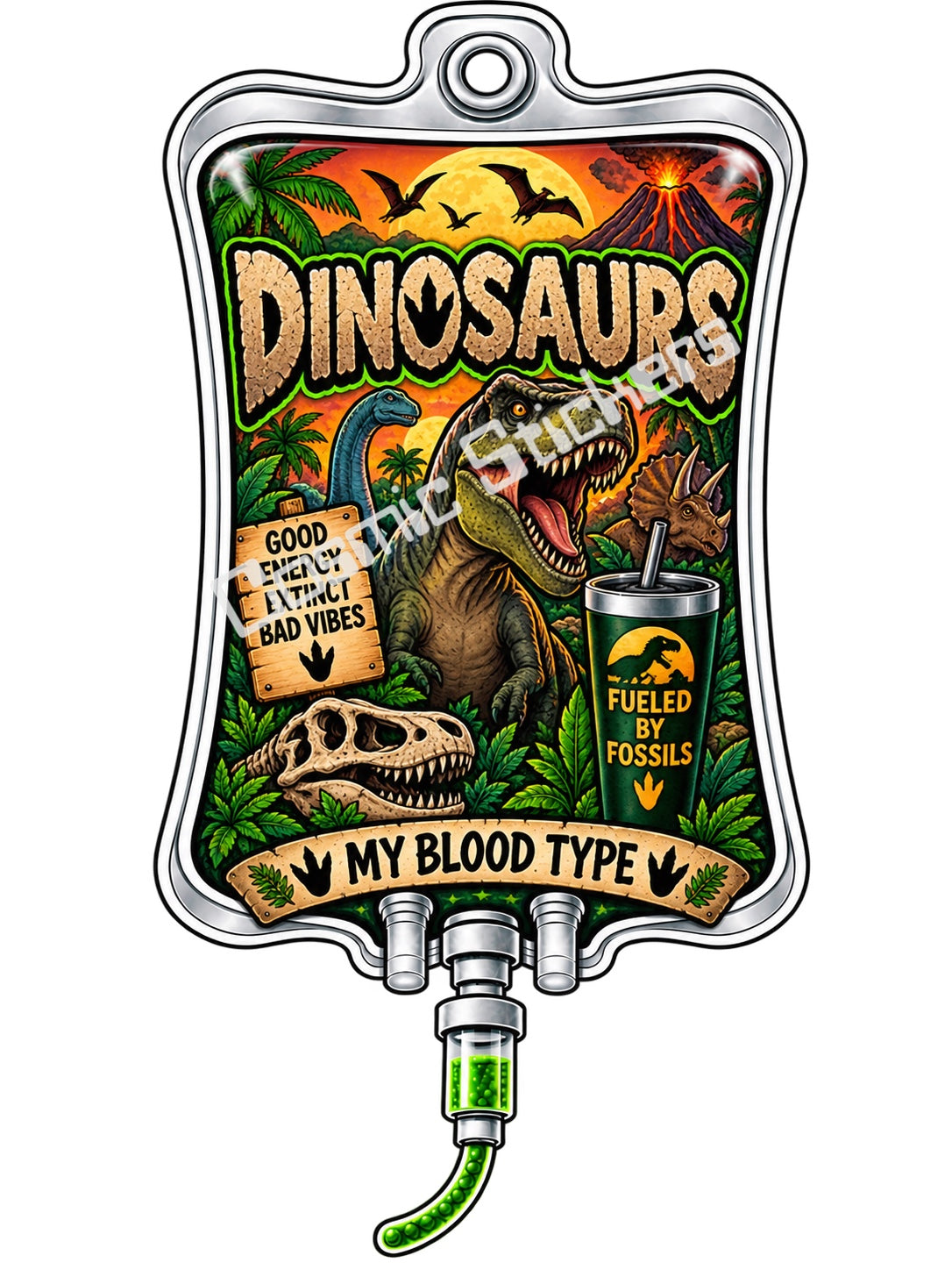 Dinosaurs My Blood Type vinyl sticker