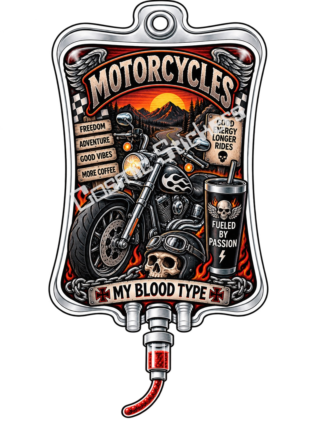 Motorcycles My Blood Type vinyl sticker