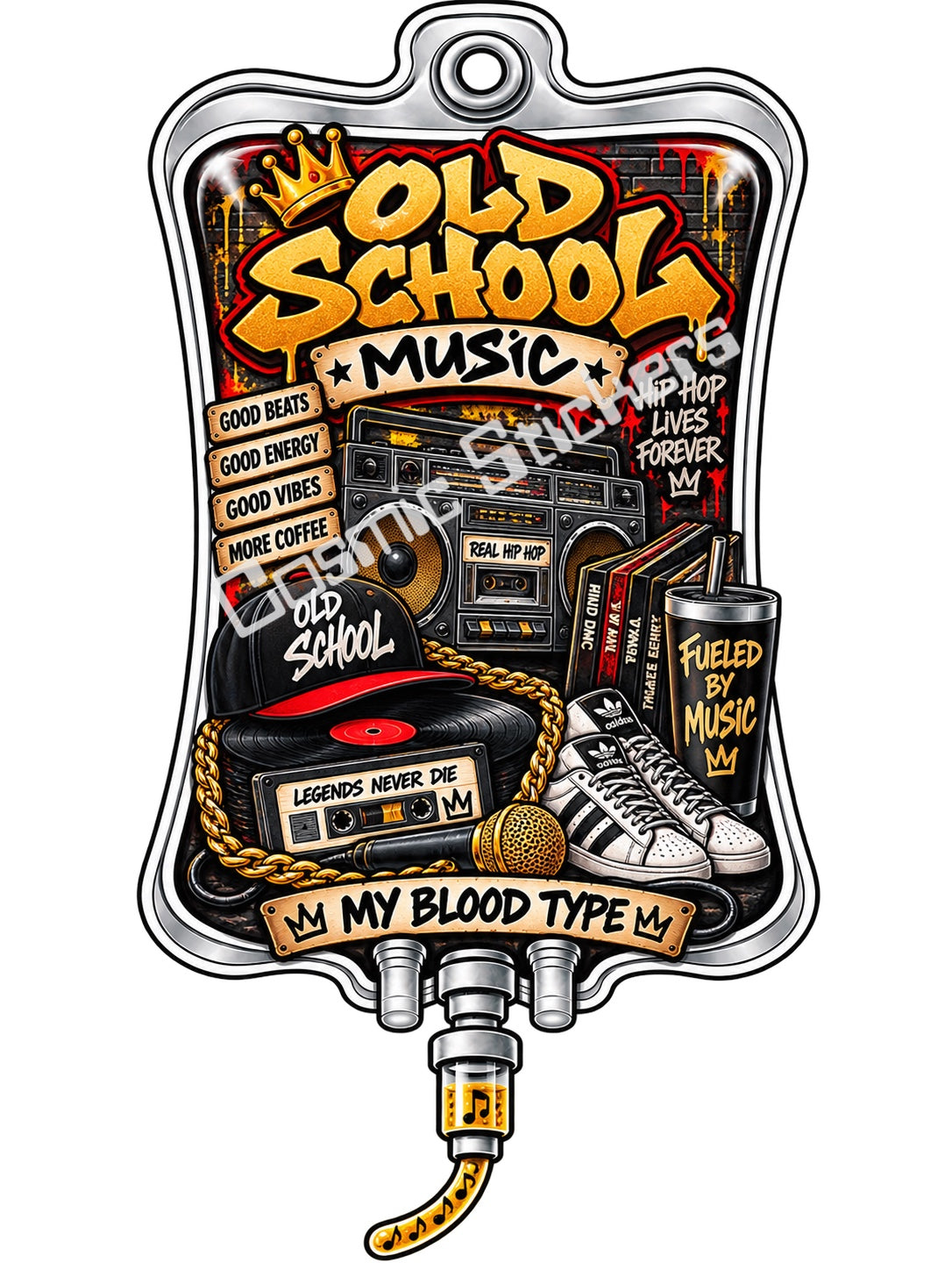 Old School Music My Blood Type vinyl sticker