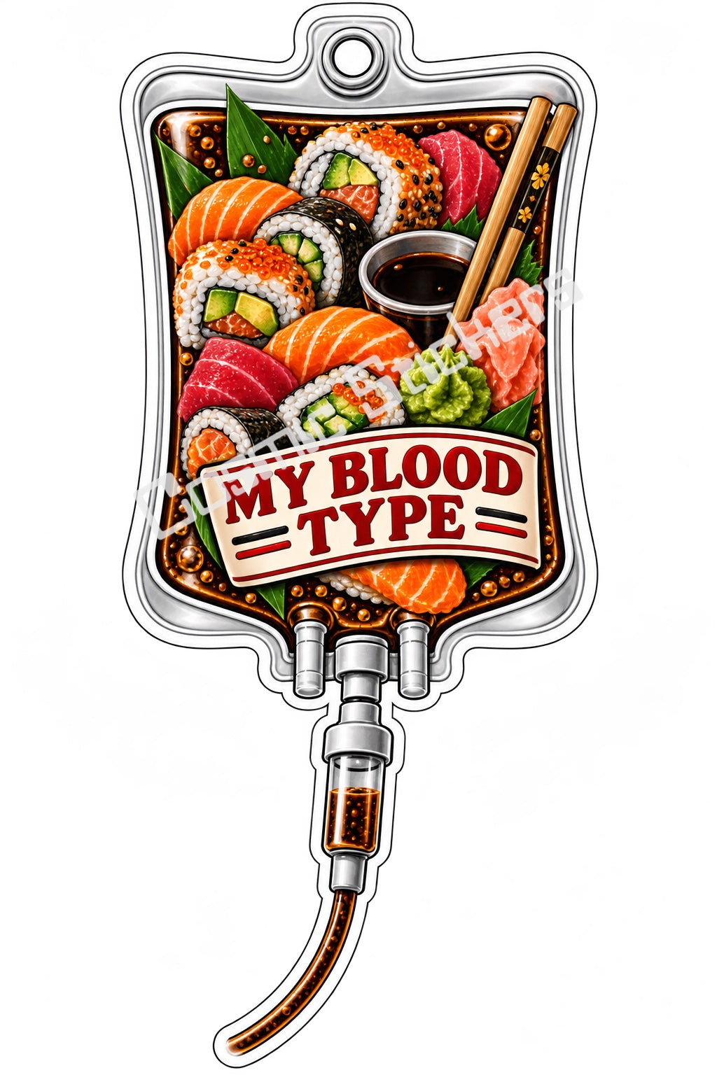 Sushi My Blood Type vinyl sticker