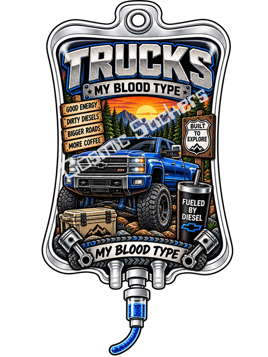 Trucks My Blood Type vinyl sticker