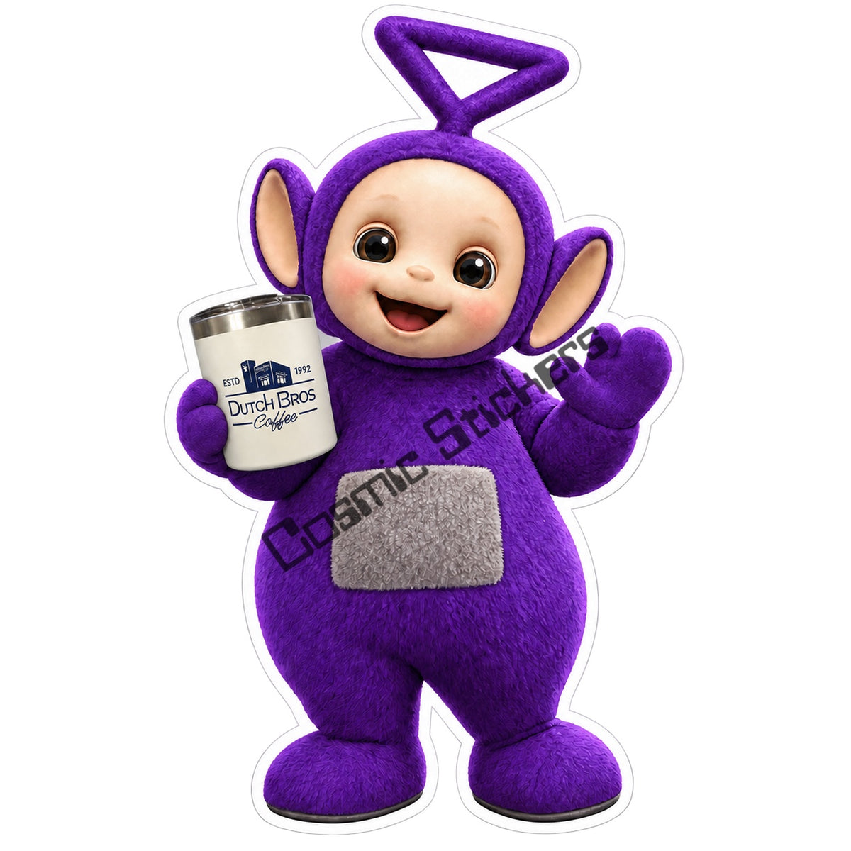 Tinky Winky fan-made Dutch Bros Travel Tumbler sticker
