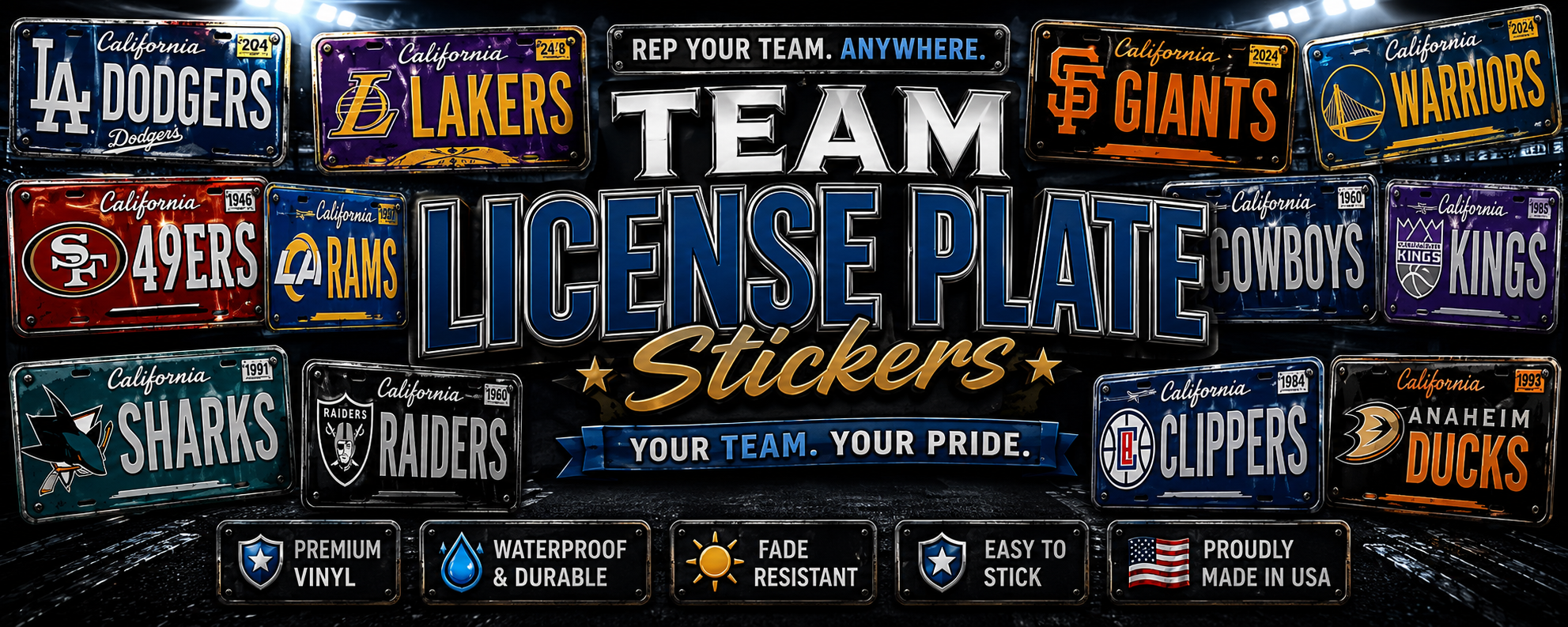 Team License Plate Stickers