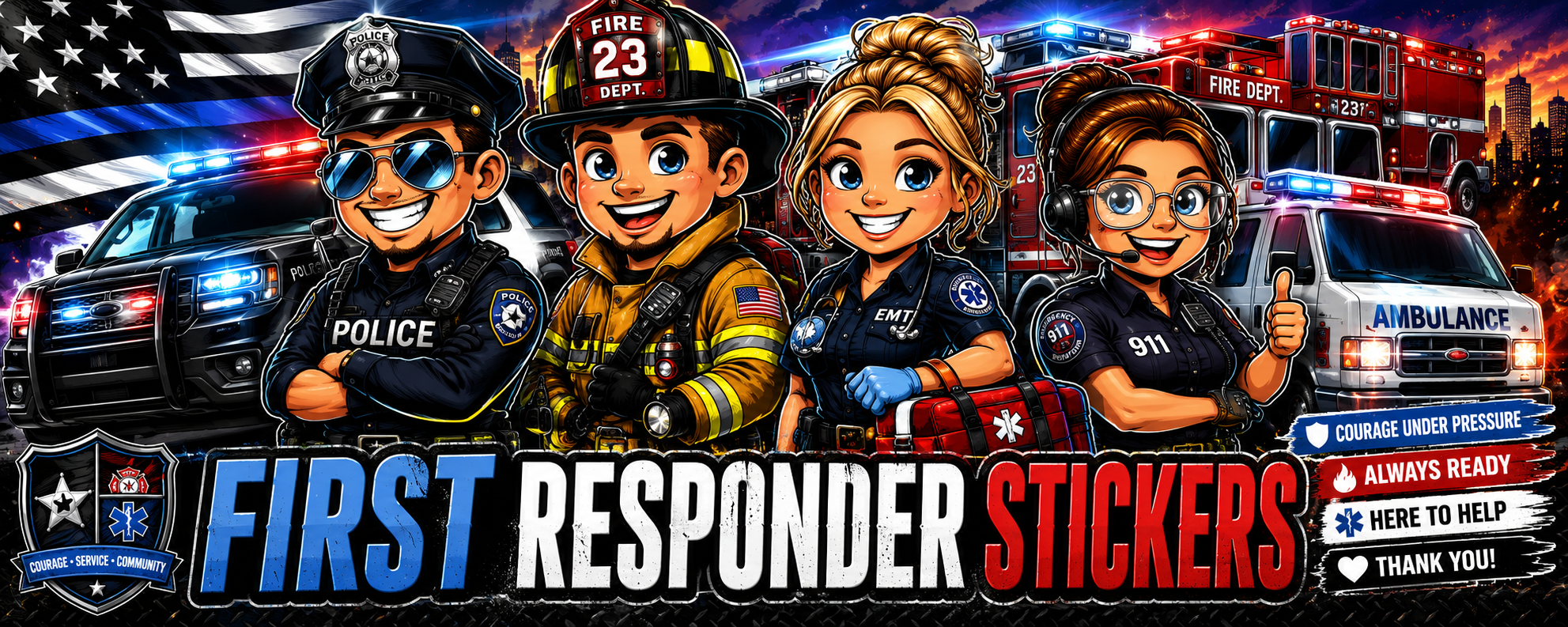 First Responder Stickers