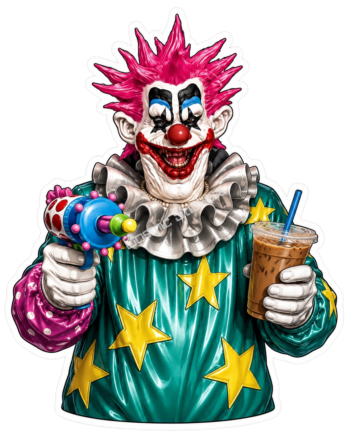 Caffeinated Nightmares - Killer Clown #1 premium die-cut vinyl sticker by Cosmic Stickers