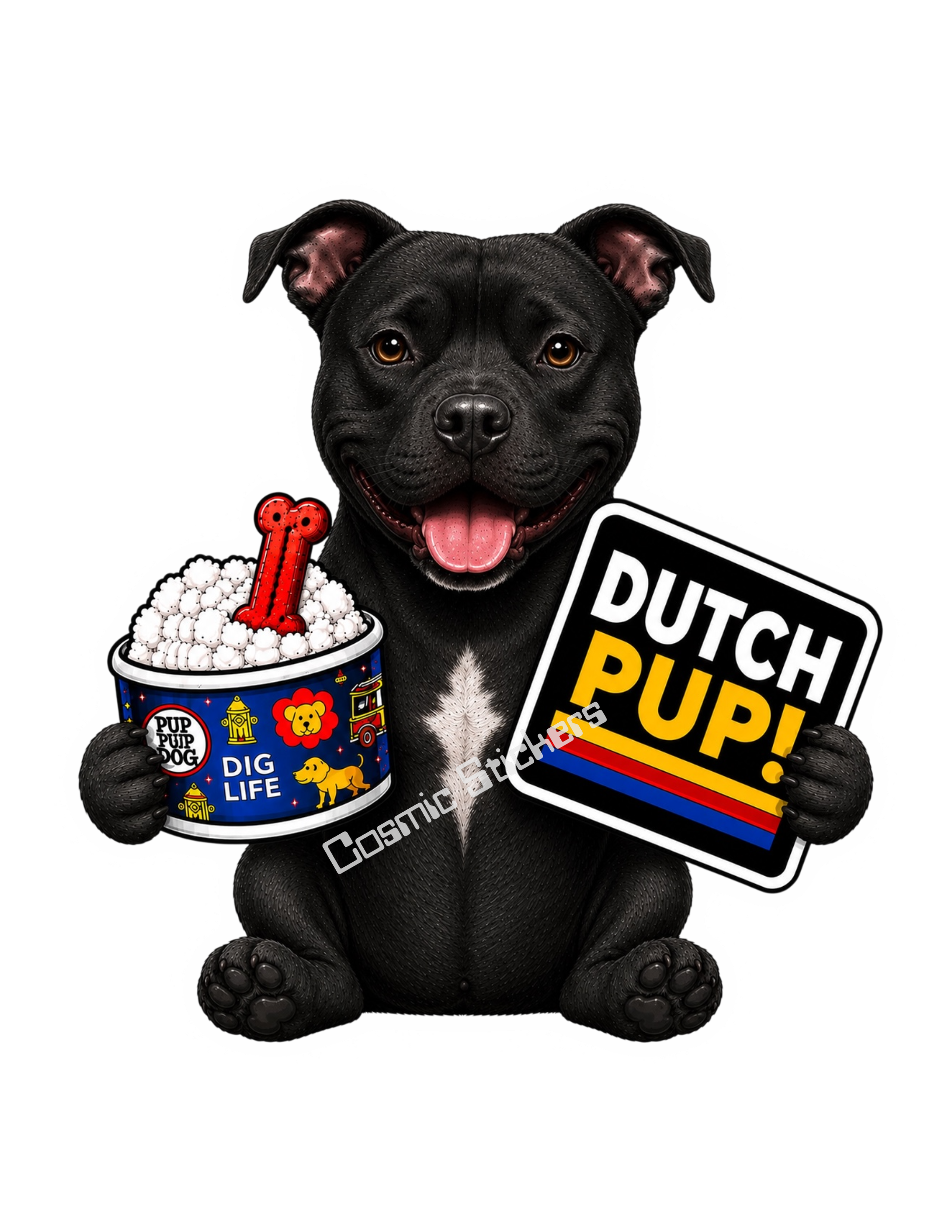 Fan-Made Dutch Pups! - Pit Bull - Black Vinyl Sticker