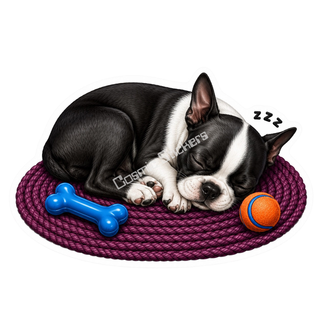 Paws & Dreams - Boston Terrier premium die-cut vinyl sticker by Cosmic Stickers