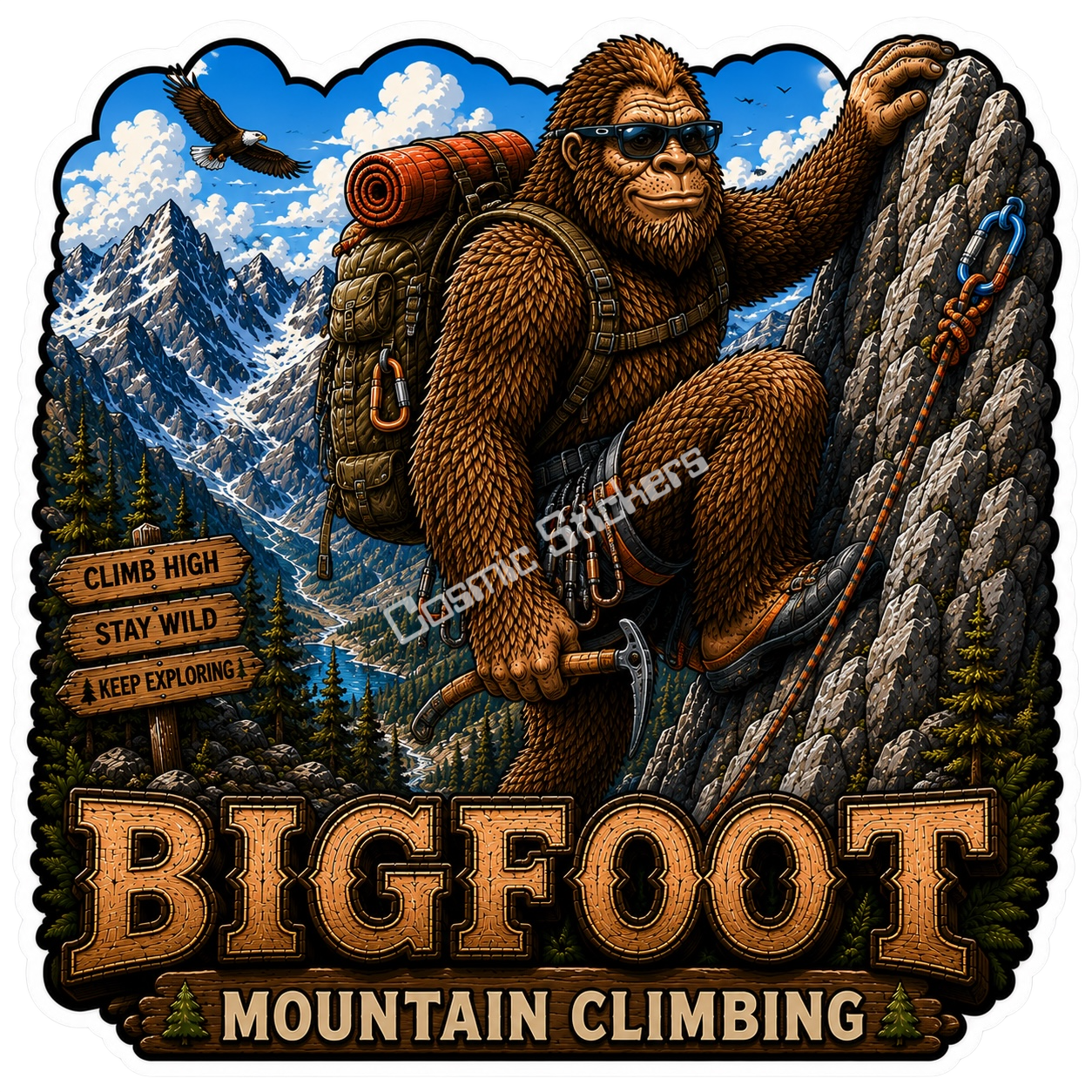 Bigfoot Stickers - Mountain Climbing