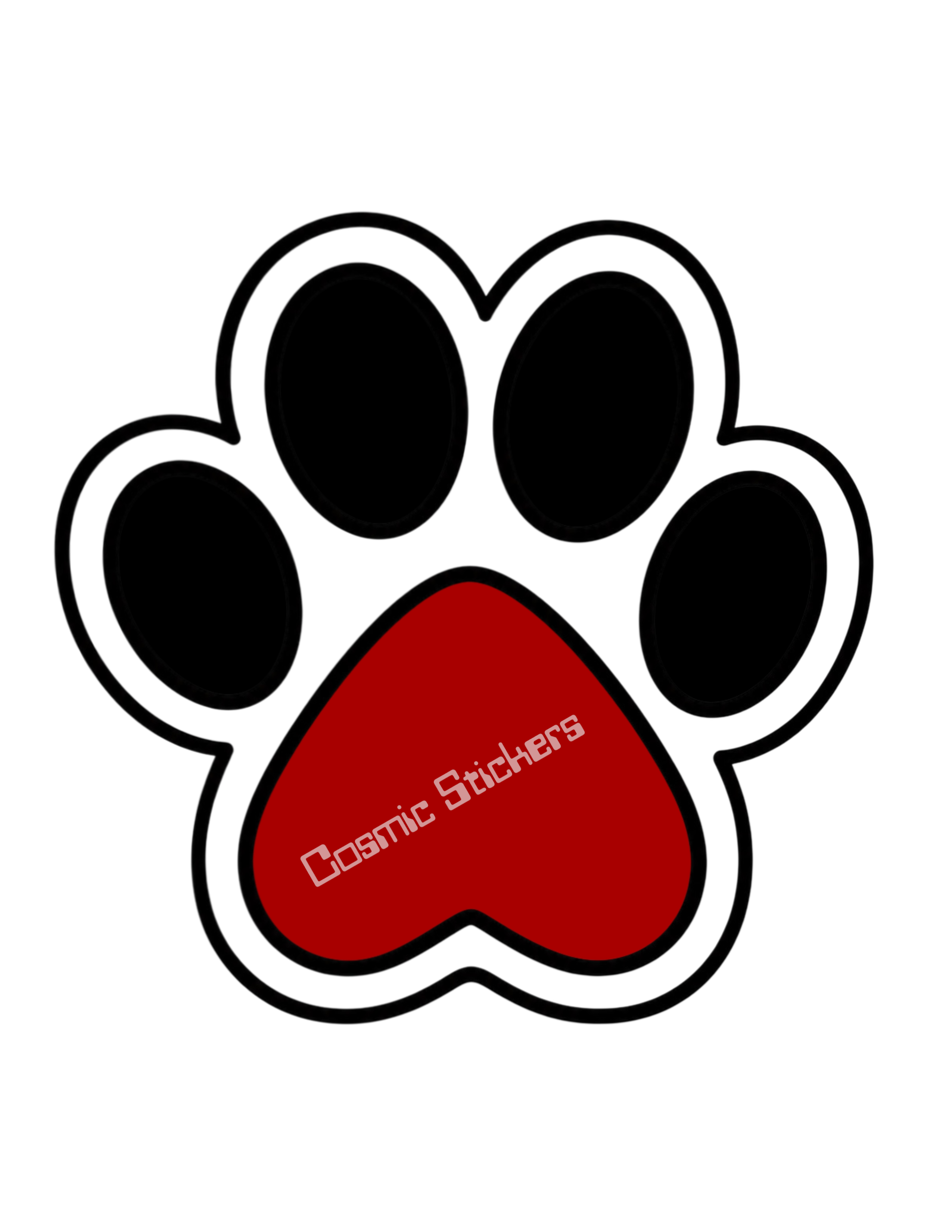 Dog Paw Print - Red Heart