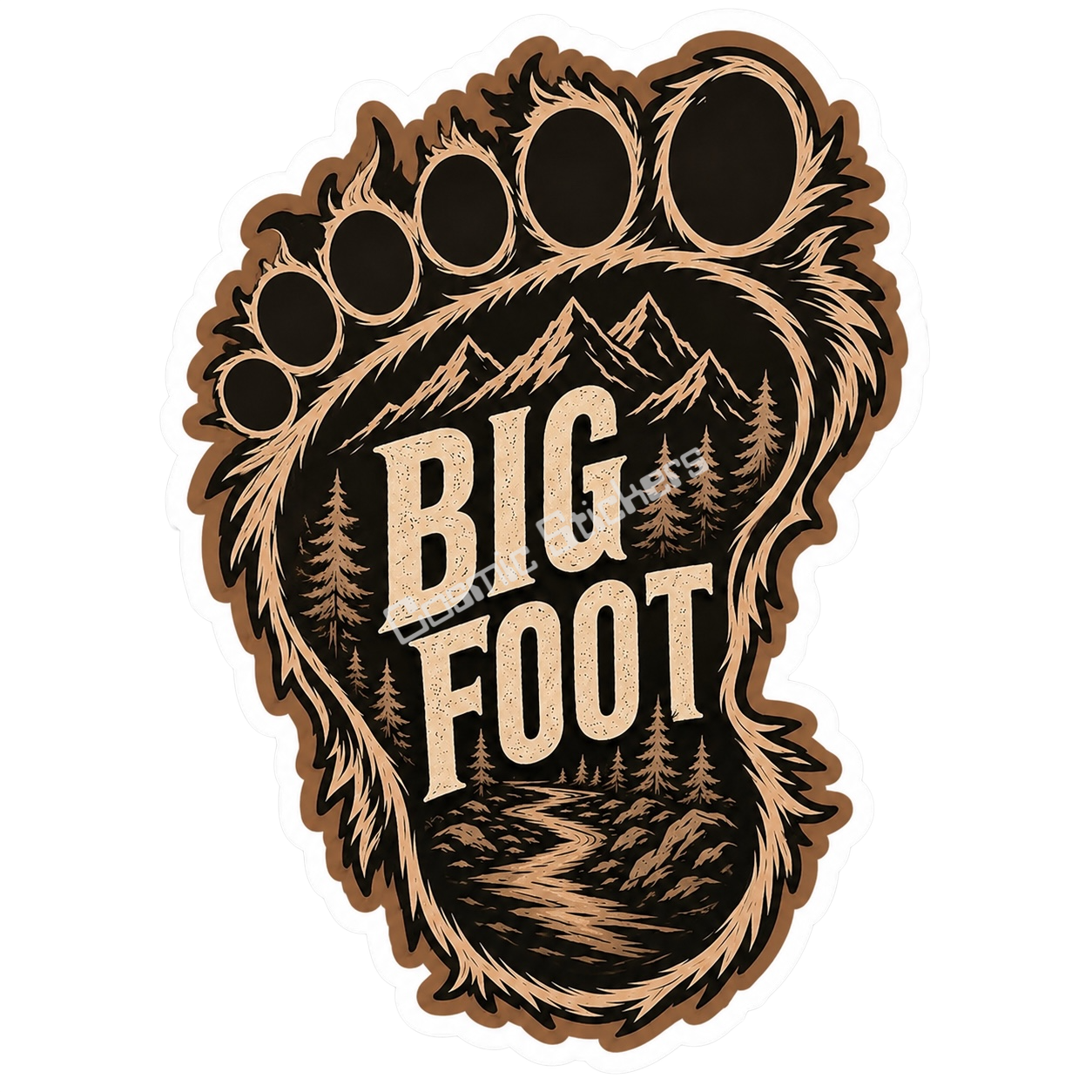 Bigfoot Stickers - Big Foot - Brown